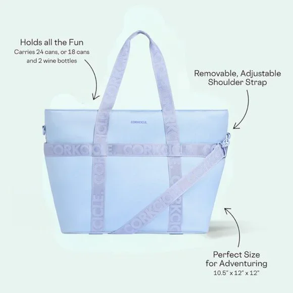 CORKCICLE Estelle Tote Cooler Bag, Color Periwinkle - Picture 2 of 2